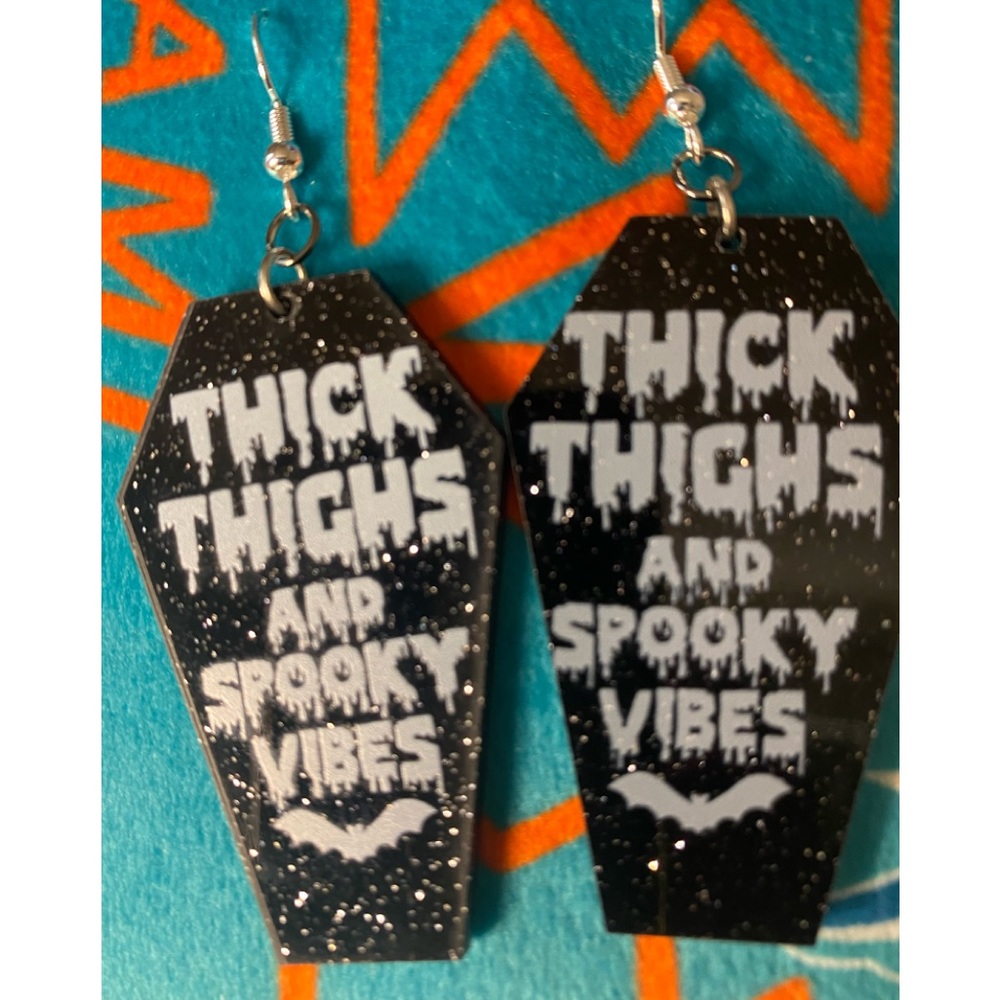 COPY - Black glittery coffin ss earrings for Halloween